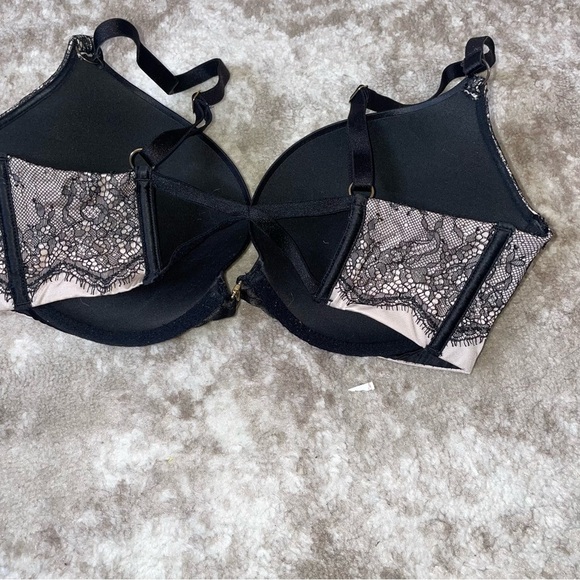 Victoria's Secret black lace front closure padded underwire push up bra SZ 34 D - Picture 3 of 7